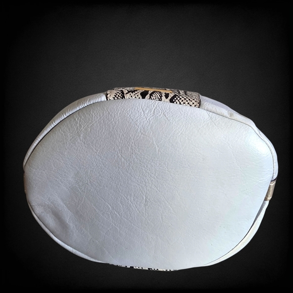 Rebecca Minkoff Mini Bucket Bag Snake Embossed Leather Crossbody Designer Drawst - Picture 11 of 15